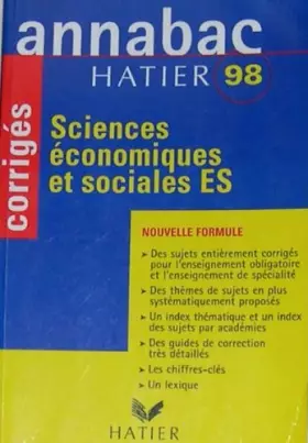 Couverture du produit · Annabac 98 Sciences Economiques et Sociales - Corrigés