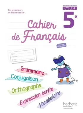 Couverture du produit · Cahier de français cycle 4 / 5e - éd. 2017