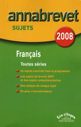 Couverture du produit · Français Brevet séries générale, technologique et professionnelle : Sujets