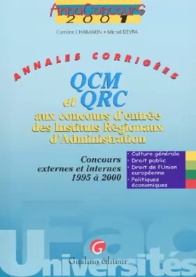 Couverture du produit · QCM et QRC aux concours d'entrée des instituts régionaux d'administration