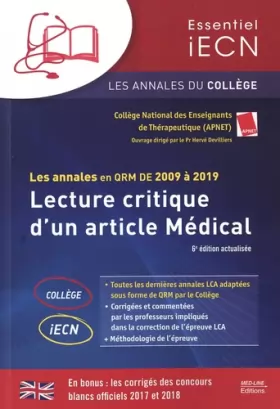 Couverture du produit · Lecture critique d'un article médical: Les annales en QRM de 2009 à 2019