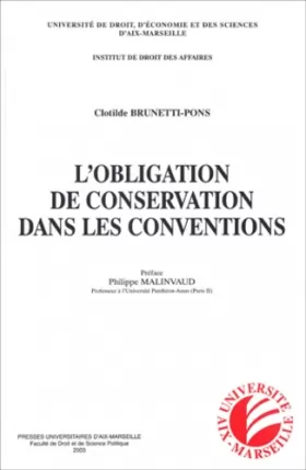 Couverture du produit · L'obligation de conservation dans les conventions