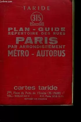 Couverture du produit · Cartes taride. plan-guide, répertoire des rues. paris par arrondissement métro-autobus.
