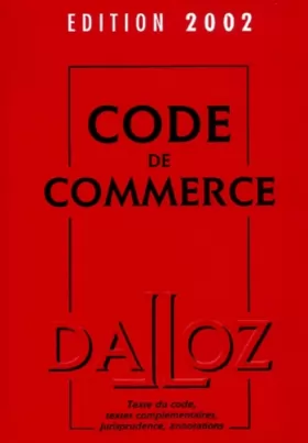 Couverture du produit · Code de commerce, édition 2002