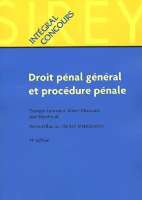 Couverture du produit · Droit Pénal général et procédure pénale, 14e édition
