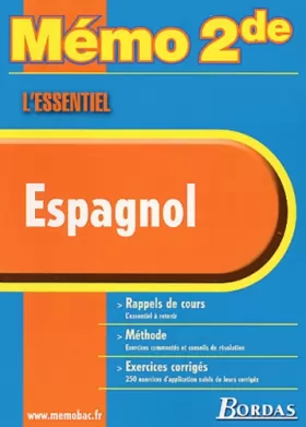 Couverture du produit · MEMO ESSENTIEL ESPAGNOL 2NDE (Ancienne Edition)