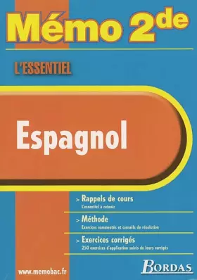Couverture du produit · MEMO ESSENTIEL ESPAGNOL 2NDE (Ancienne Edition)