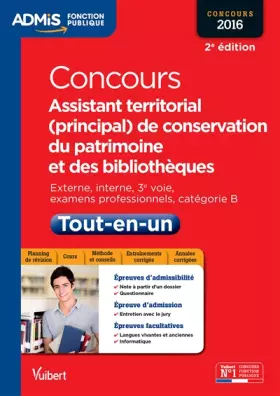 Couverture du produit · Concours Assistant territorial (principal) de conservation du patrimoine et des bibliothèques - Catégorie B - Concours 2016