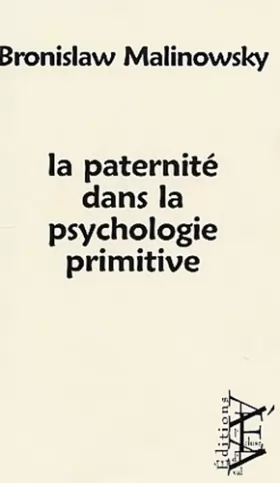 Couverture du produit · La paternité dans la psychologie primitive