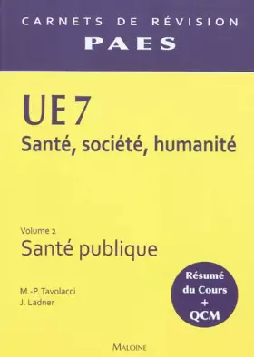 Couverture du produit · UE 7 Santé, société, humanité : Volume 2, Santé publique