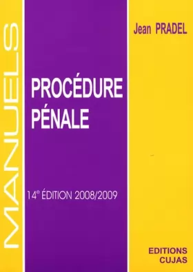 Couverture du produit · Manuel de procédure pénale