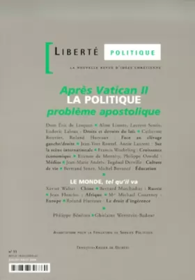 Couverture du produit · Liberté politique. numéro 13, Après Vatican II, la politique : problème apostolique