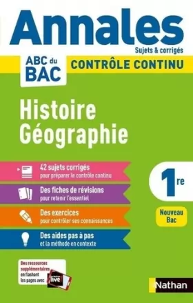 Couverture du produit · Annales ABC du BAC 2023 - Histoire-Géographie 1re - Sujets et corrigés - Enseignement commun première - Contrôle continu Nouvea