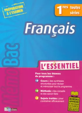 Couverture du produit · MEMOBAC ESSENTIEL FRANCAIS 1RE
