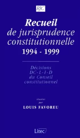 Couverture du produit · Recueil de jurisprudence constitutuionnelle 1994-1999 (ancienne édition)