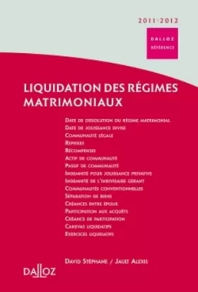 Couverture du produit · Liquidation des régimes matrimoniaux 2011/2012 - 1ère édition: Dalloz Référence