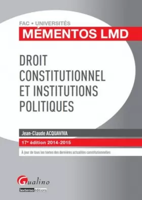 Couverture du produit · Droit constitutionnel et Institutions politiques