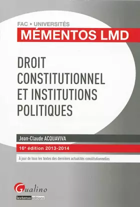 Couverture du produit · Droit constitutionnel et institutions politiques, 2013-2014