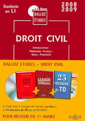 Couverture du produit · CD ETU. DROIT CIVIL 1ERE AN. 2009 NON COMMER.