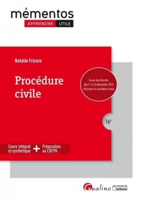 Couverture du produit · Procédure civile: Intègre les dispositions du décret du 11 décembre 2019 réformant la procédure civile (2020)
