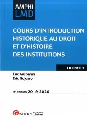 Couverture du produit · Cours d'introduction historique au droit et histoire des institutions