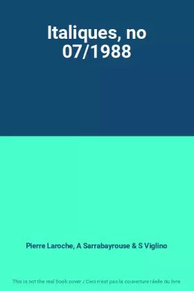 Couverture du produit · Italiques, no 07/1988