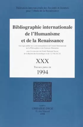 Couverture du produit · Bibliographie internationale de l'Humanisme et de la Renaissance, volume 30