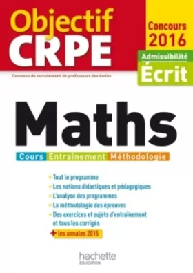 Couverture du produit · Objectif CRPE Maths - 2016