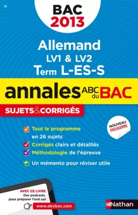 Couverture du produit · ANNALES BAC 2013 ALLEMAND L ES
