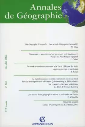 Couverture du produit · Annales de géographie n°634