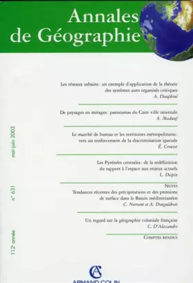 Couverture du produit · Annales de Géographie, N° 631 Mai-Juin 2003 :
