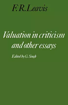 Couverture du produit · Valuation in Criticism and Other Essays (Cambridge Paperback Library)