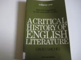 Couverture du produit · A Critical History of English Literature: v. 1