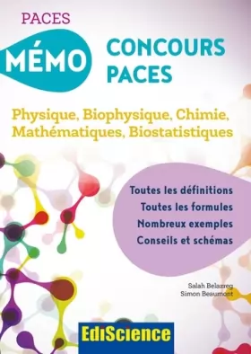 Couverture du produit · Mémo Concours PACES - Physique, Biophysique, Chimie, Mathématiques, Biostatistiques