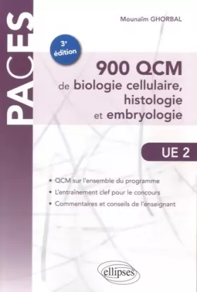 Couverture du produit · PACES UE2 900 QCM de Biologie Cellulaire Histologie et Embryologie