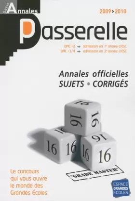 Couverture du produit · Annales Passerelle ESC Concours 2009 : Sujets et corrigés officiels