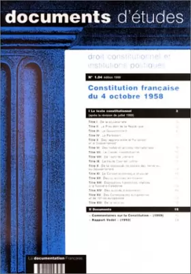 Couverture du produit · CONSTITUTION FRANCAISE DU 4 OCTOBRE 1958