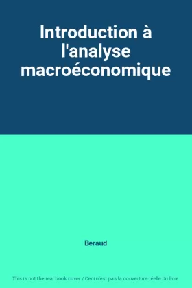 Couverture du produit · Introduction à l'analyse macroéconomique