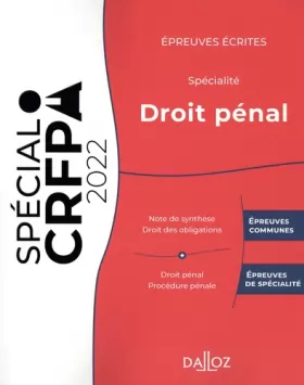 Couverture du produit · Épreuves écrites du CRFPA - Spécialité Droit pénal. 3e éd. - Édition 2022