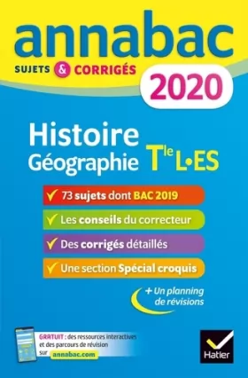 Couverture du produit · Annales Annabac 2020 Histoire-Géographie Tle L, ES