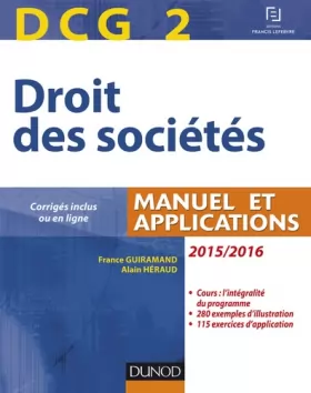 Couverture du produit · DCG 2 - Droit des sociétés 2015/2016 - 9e édition - Manuel et applications