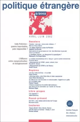 Couverture du produit · Revue de politique étrangère 2/2002 inde pakistan