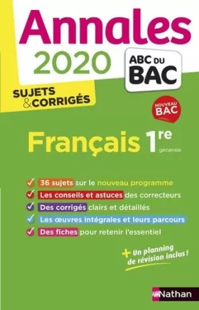 Couverture du produit · Annales ABC du Bac 2020 Français 1re