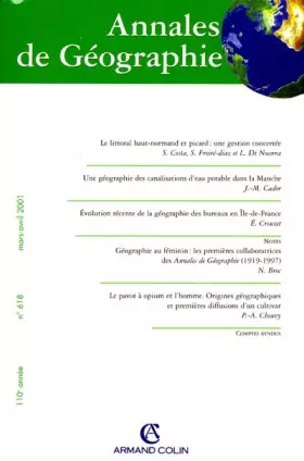 Couverture du produit · Annales de Géographie N° 618 Mars-Avril 2001