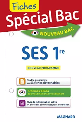 Couverture du produit · Spécial Bac Fiches SES 1re: Tout le programme en 53 fiches, mémos, schémas-bilans, exercices et QCM