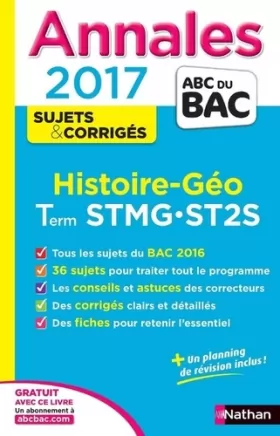 Couverture du produit · Annales ABC du BAC 2017 Histoire - Géographie Term STMG.ST2S