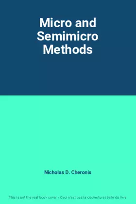 Couverture du produit · Micro and Semimicro Methods