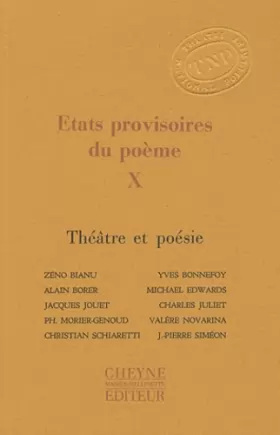 Couverture du produit · Etats provisoires du poème: Tome 10, Théâtre et poésie