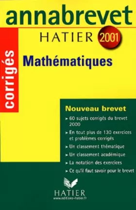 Couverture du produit · Annabrevet 2001 : Mathématiques (sujets corrigés)