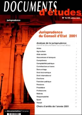 Couverture du produit · Jurisprudence du Conseil d'Etat 2001